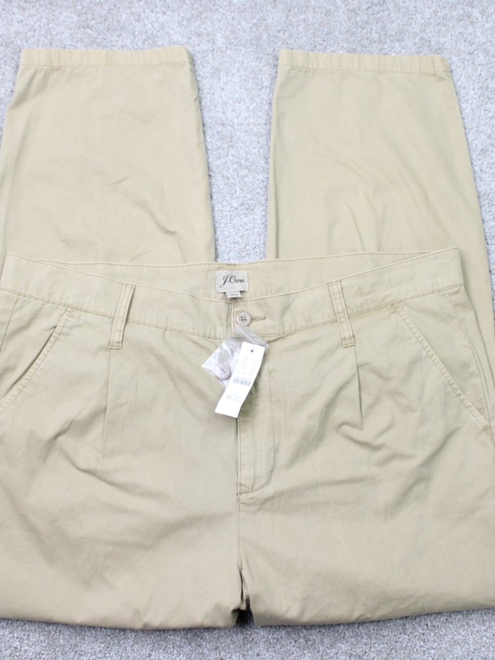 J. Crew Pants NWT Womens 40x30 Beige Slouchy Boyfriend Chino Pleated 100% Cotton